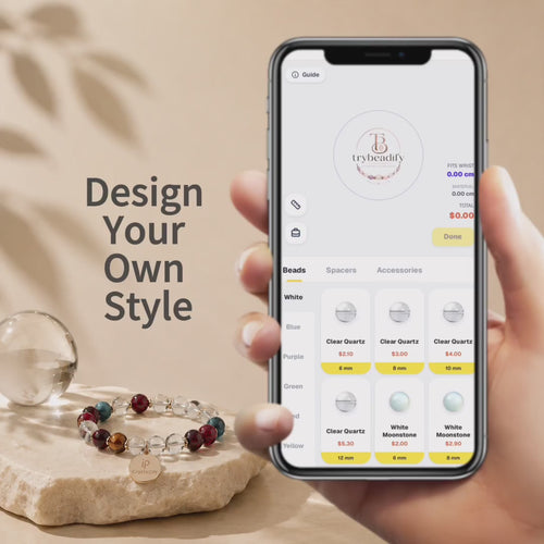 Demonstration of the interactive 3D bracelet customizer, showing easy drag-and-drop gemstone selection.